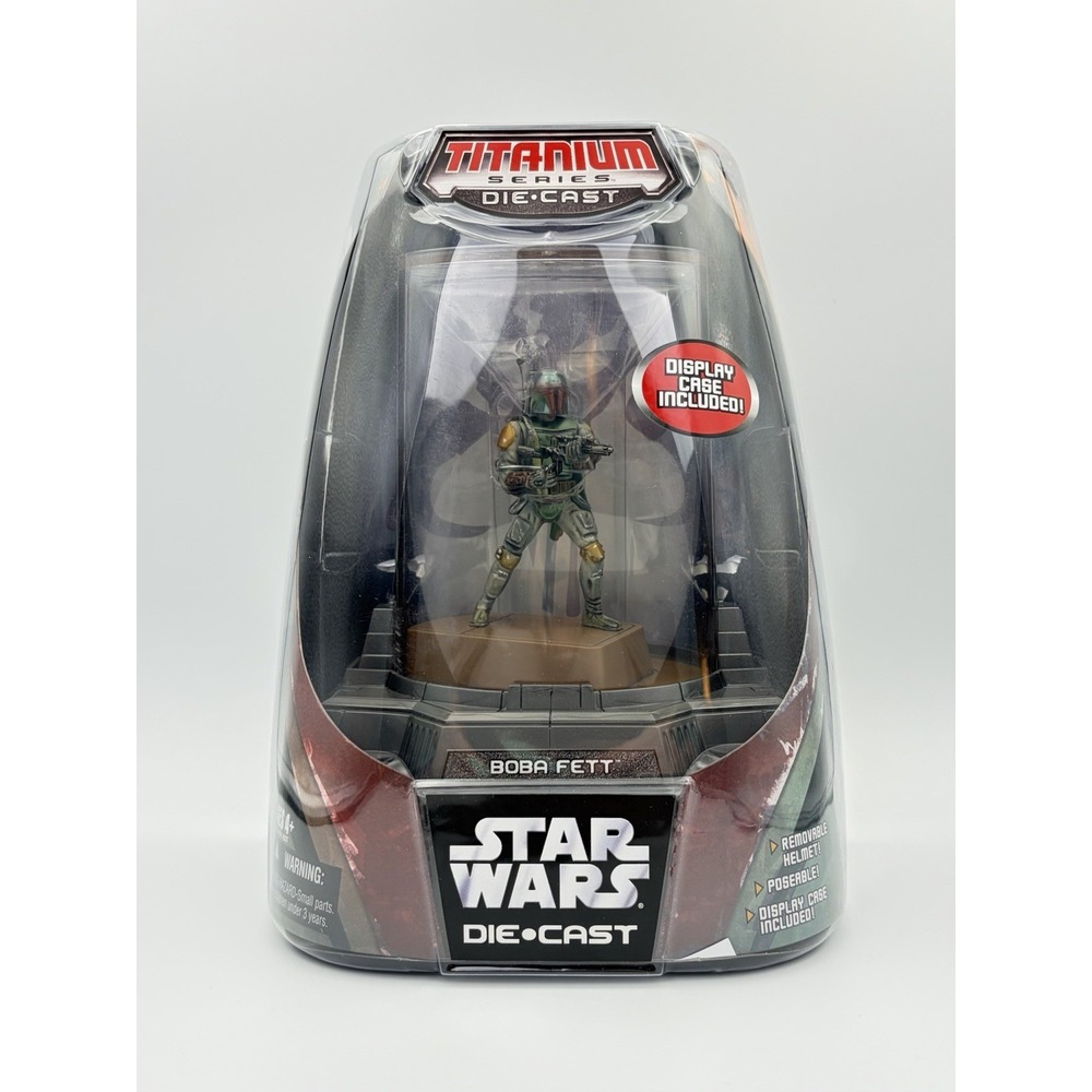2005 Star Wars Titanium Series Die-Cast Boba Fett Figure w/ Display Case Sealed